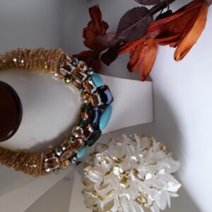 Amber and Blue gemstone Necklace