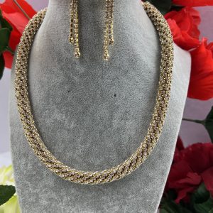 gold plated necklace and earring set