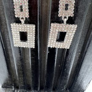 Retro Style gemstone covered square shaped earrings