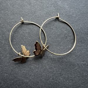 Gold Plated hoop earrings with Butterflies