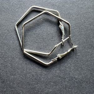 silver plated octaganal shape earrings