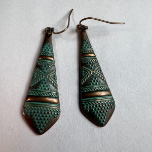 Vintage Style earrings Green and Gold set with Gold plated fixings
