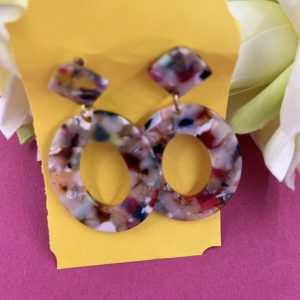 acrylic earrings drop style multi coloured