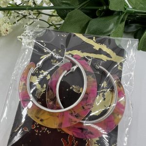acrylic hoop earrings set in silver plated fixings