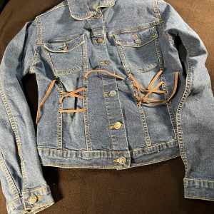 Dark Denim Ladies Jean Jacket with Detail size16