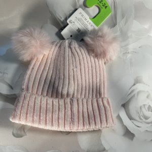 Pink Baby Hat with Pom-Poms 12-24months