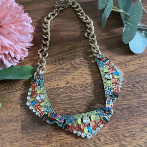 Silver Plated Colourful costume Gemstone Necklace