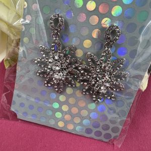 Silver Plated Star Design Drop Earrings set with Gemstones