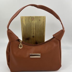 Tan Leather Look Shoulder Bag