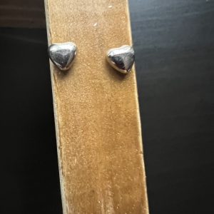 Silver plated heart shaped stud earrings