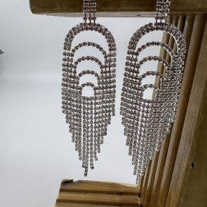 Silver plated rhinestone chandelier design earrings