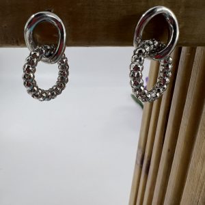 Bead design drop silver plated earrings