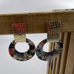 Acrylic multicoloured earrings with Gold plated fixings