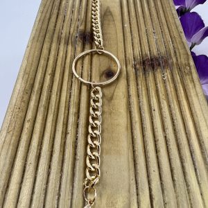 Link gold plated bracelet with circular middle