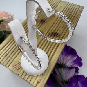 Silver plated bracelet set with rhinestones medium size