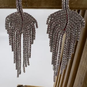 Vintage silver plated earrings set with rhinestones