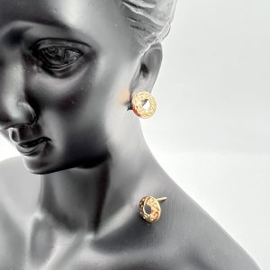 Circular donut shaped stud earrings metal alloy 1piece-colour Gold