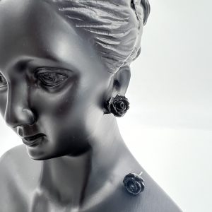Black roses stud earrings 1piece-colour black