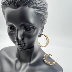 Hoop earrings distinctive design.