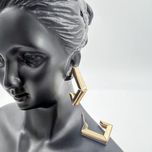 Geometric style gold hoop earrings