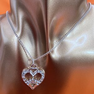 9 inch necklace crown rhinestones pendant colour silver