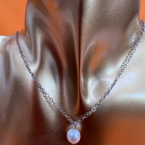 9 inch necklace four pearl pendant colour silver