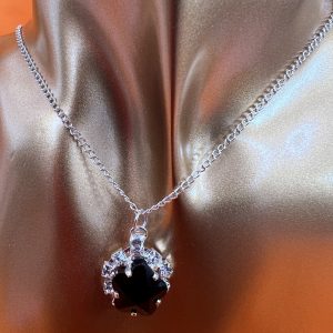 9 inch Necklace Flower shaped sitting in rhinestone cradle