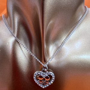 9 inch pendant necklace heart shaped design novelty colour silver