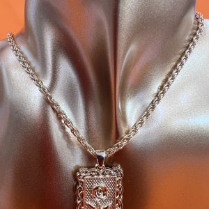 10 inch Link chain pendant necklace with flower picture colour gold