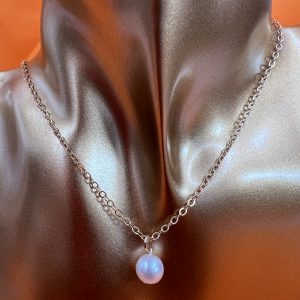 9.inch link chain with faux pearl