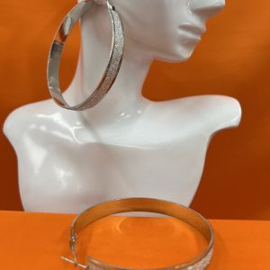 Large hoop earrings with crushed gemstones