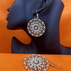 Peacock design hoop earrings set with gemstones