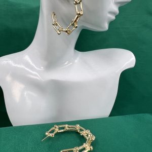 Large hoop padlock design earrings