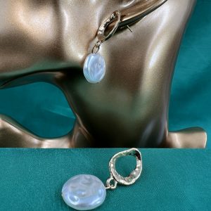 Faux pearl drop earrings with design