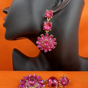 Dangle drop earrings vintage set with gemstones