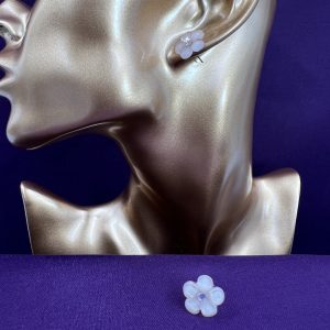 Floral acrylic earrings with gemstone centre