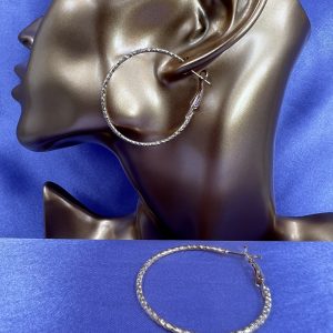 Large hoop earrings with design colour yellow gold