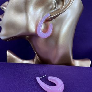 Acrylic vintage style hoop earrings colour pink
