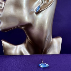 Opal shaped stud earrings with gemstone