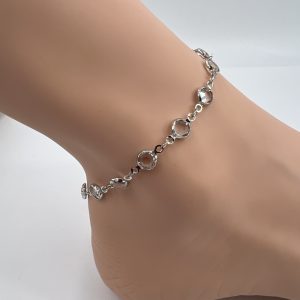 Anklet round design set with rhinestones