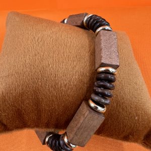 Brown square block and circular small beads