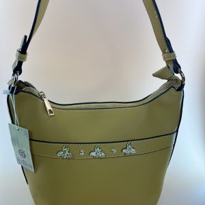 Faux leather bucket shaped bag