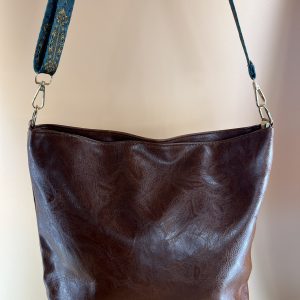 Brown faux leather distressed finish bag
