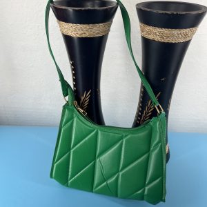 Green faux leather shoulder bag