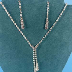 Y drop Rhinestone necklace and earrings set