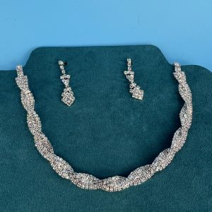 Bridal twisted necklace and earring set