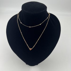 Double chain and heart pendant
