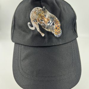 Black baseball cap with design
