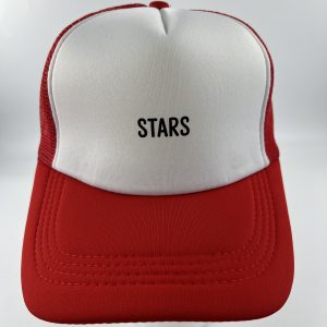 Red and white baseball cap