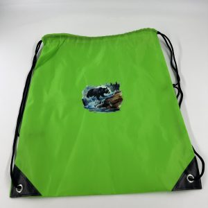 Green polyester drawstring bag
